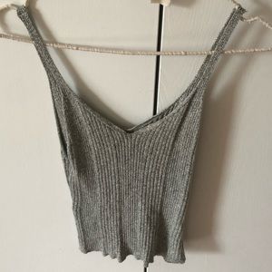 Brandy Melville grey/white cropped speckled tank